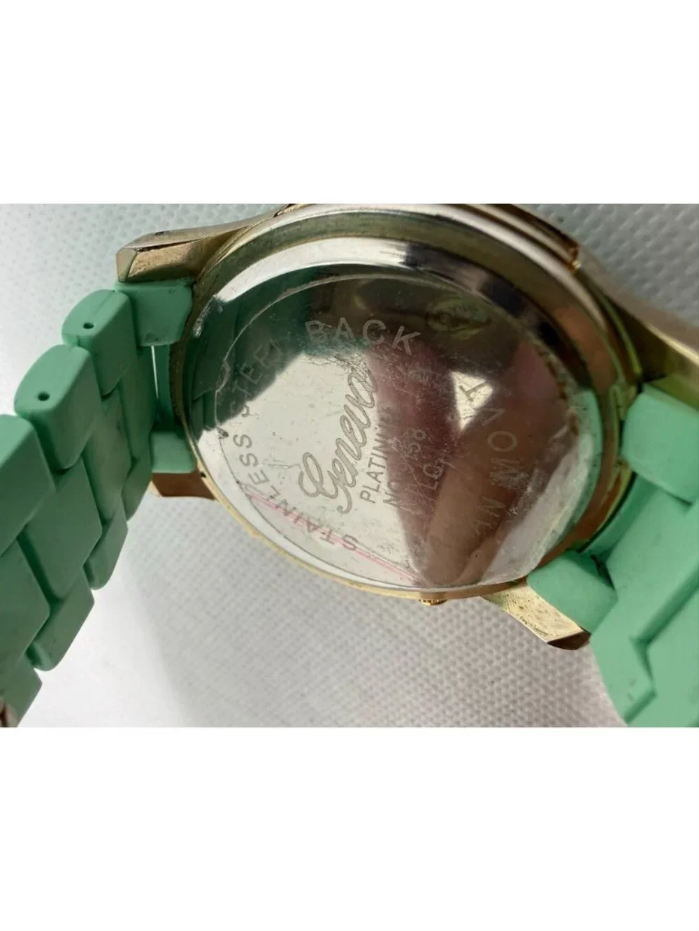 Geneva 6839J-Teal-Gold Unisex Boyfriend Chrono Style Link Watch Teal-Gold